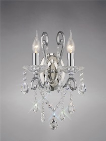 Vela Polished Chrome Crystal Wall Lights Diyas Armed Wall Lights